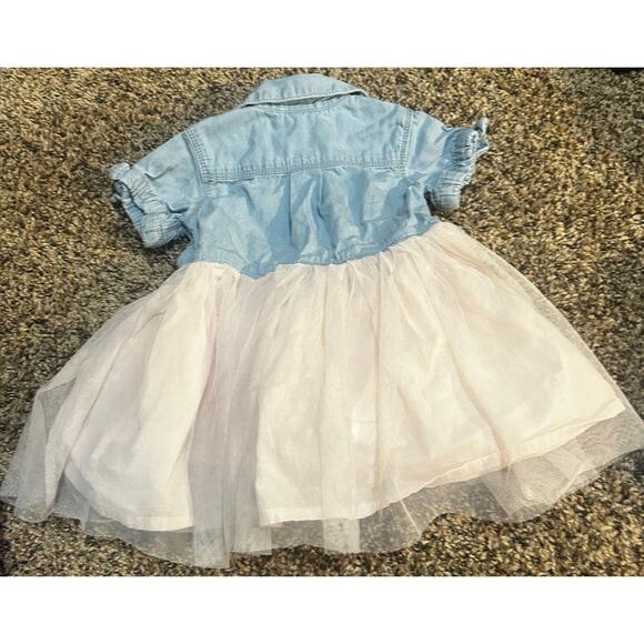 Oshkosh Toddler Girls Denim & Mesh Pink Dress Dress 12 Months - Picture 4 of 4